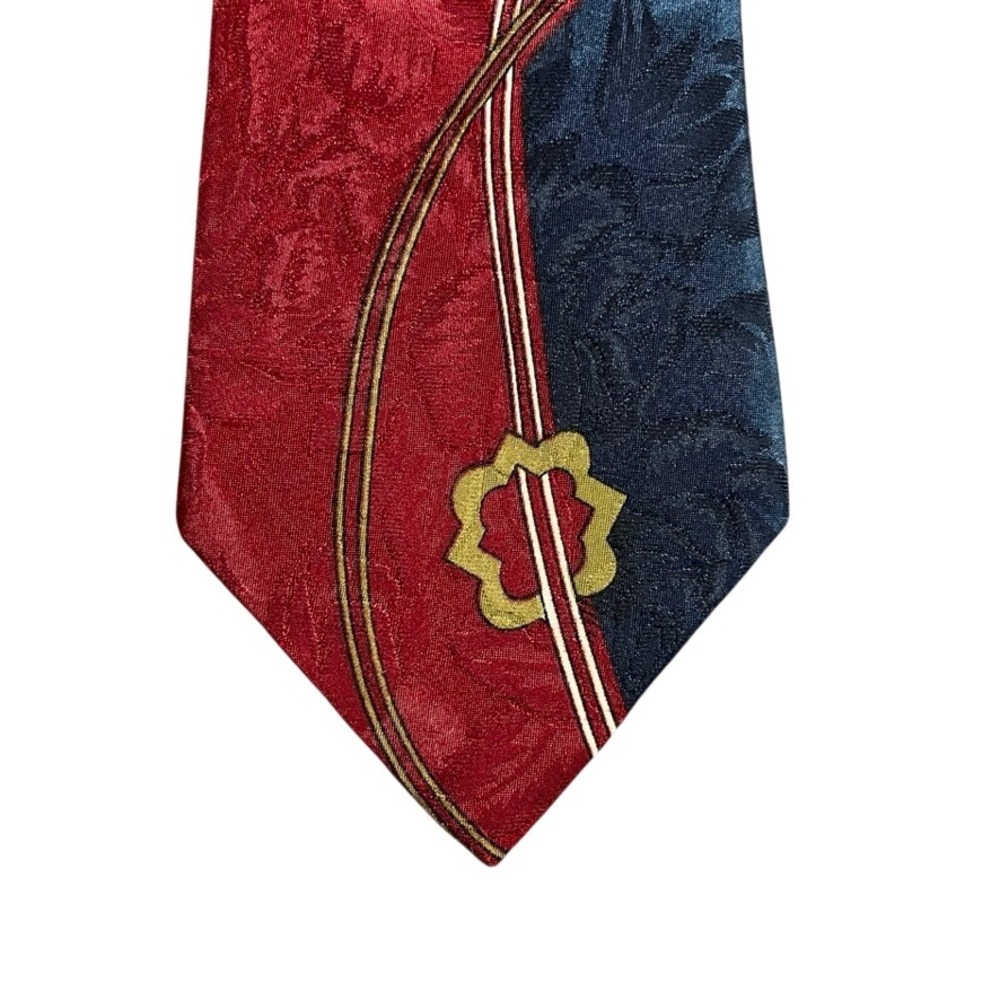New Concepts Mens Tie Red Navy Blue Floral Jacquard Geometric Abstract Formal